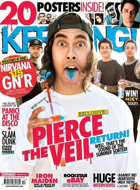 KERRANG! Magazine - Pierce The Veil Pierce The Veil Poster, Kerrang Magazine, Jd And Veronica, Magazine Cover Ideas, Music Poster Design, Fashion Magazine Cover, Music Magazines, Pierce The Veil, Emo Bands