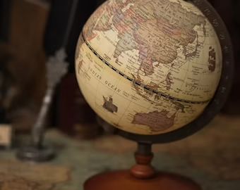 Leanne Shamszad on Etsy Cute Lights, Wooden Angels, World Globe Map, Spinning Globe, Antique Library, Window To The World, Globe Vintage, Office Study Room, Earth Globe