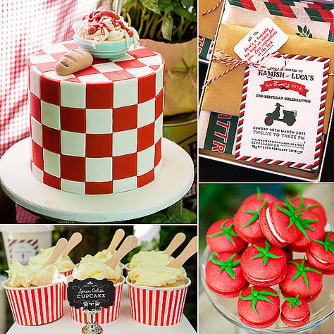 If your kids are avid — or aspiring — world travelers, then take note of this gorgeous Italian birthday party. "I think it is safe to say that anyone who has visited Italy would have fallen madly in love with the architecture, food, and people," says Li-Ann Scott of Ham Ratatouille Birthday Party, Italian Party Decorations, Italian Birthday, Pizza Party Birthday, Italy Party, Italian Themed Parties, Italian Dinner Party, Italian Party, Pasta Party