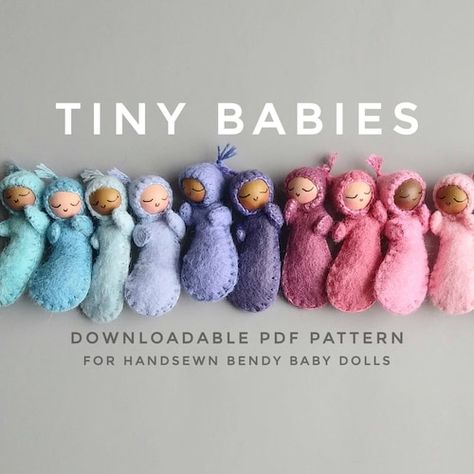 How To Sew A Ball, Miniature Dolls How To Make, Diy Tiny Doll, Tiny Dolls To Make, Things To Sew For Baby, Cute Felt Crafts, Things To Make With Felt, Doll Making Patterns, Wood Peg Dolls