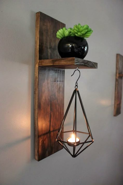 DIY Wall Sconces Diy Wall Sconces, Wall Sconces Diy, Diy Furniture Table, Into The Woods, Decor Minimalist, Wood Work, Design Case, Diy Wall Decor, Handmade Home