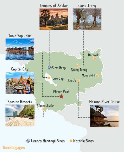 Planning to travel around Cambodia but not sure where to go? We have compiled the best, most-recommended places to visit in Cambodia. Click on our map and find out! Cambodia Food, Cambodia Map, Cambodia Itinerary, Cambodia Beaches, Travel Cambodia, Tonle Sap, Cambodia Travel, Siem Reap Cambodia, Siem Reap