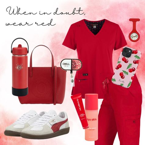 When in doubt, wear red ❤️🍎⁠ ⁠ #eNurse #nursescrubs #medstudent #nursingplacement Scrubs Aesthetic Medical, Scrubs Aesthetic, Nursing Aesthetic, Scrub Outfits, Nurse Vibes, Scrubs Fashion, Aesthetic Medical, Doctor Life, Nursing Goals