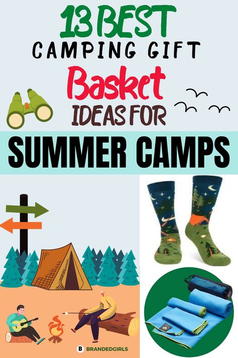 13 Best Camping Gift Basket Ideas For Summer Camps in 2021 Camping Themed Gift Basket, Camping Raffle Basket Ideas, Camping Easter Basket, Camping Gift Basket Ideas, Camping Gift Basket, Appreciation Themes, Camping Gift Baskets, Camping Basket, Summer Gift Baskets