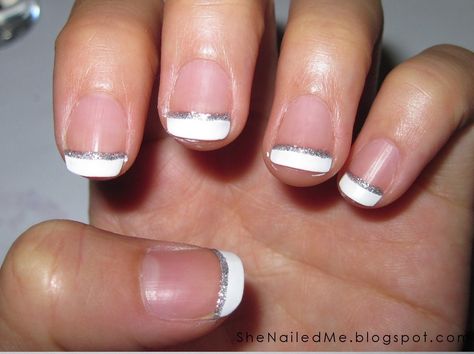 French manicure lines in silver glitter French Manicures, Silver Line, French Manicure, Silver Glitter, Pretty Nails, Hair And Nails, Manicure, Glitter, Google Search