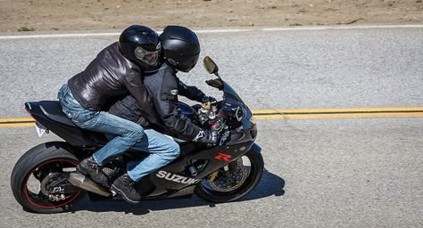 Two Up on a Suzuki GSX-R | Flickr - Photo Sharing! Poses Two People, Motorcycle Poses, Indrid Cold, Biker Couple, Motorcycle Couple, Motorcycle Drawing, Bike Drawing, Motorcycle Safety, Suzuki Gsx R