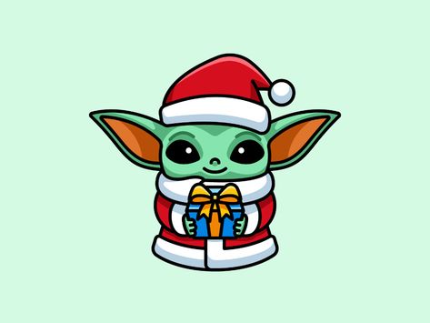 Baby Yoda - Freebie by Alfrey Davilla | vaneltia on Dribbble Yoda Christmas Card, Cristmass Draw, Baby Yoda Navidad, Baby Yoda Drawing, Alfrey Davilla, Christmas Baby Yoda, Baby Yoda Christmas, Yoda Drawing, Yoda Christmas