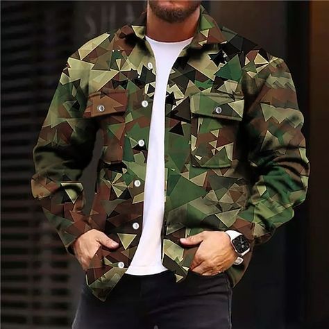 Tuxedo Shirt Men, Mens Printed Shirts, Camouflage Design, Camouflage Jacket, Streetwear Mens, Winter Fabric, Sports Fashion, Fashion Streetwear, Fall 2023