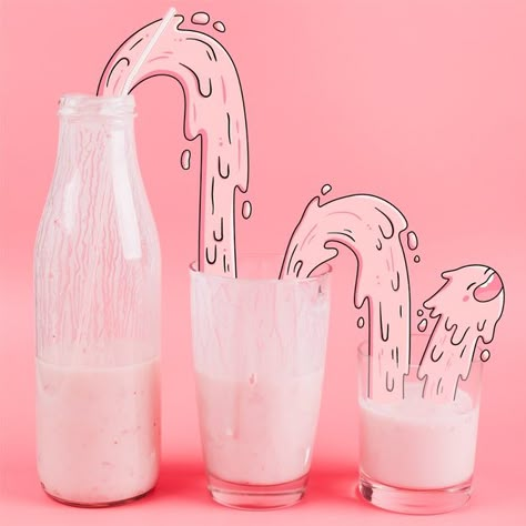 Strawberry milkshake photography with fu... | Free Vector #Freepik #freevector #character #pink #milk #photography Milkshake Photography, Strawberry Shots, Milk Art, Ice Cream Poster, Artsy Photos, Pink Milk, Milk Shakes, Strawberry Milkshake, Funny Illustration