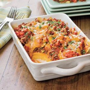 Tomato ’n’ Beef Casserole With Polenta Crust Recipe | Southern Living Quick Casserole Recipes, Easy Ground Beef Casseroles, Fall Casseroles, Quick Casseroles, Recipes Greek, Healthy Pasta, One Dish Dinners, Ground Beef Casserole, Warm Food