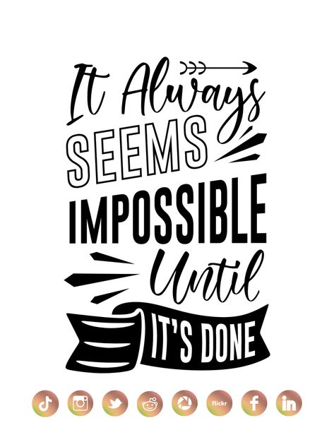 It ALways Seems Imposible Until it's Done Workout Svg, Gym Wall Art, Its Done, Gym Wall, Gym Quotes, Workout Quotes, Gym Quote, Cricut Machine, Art Card