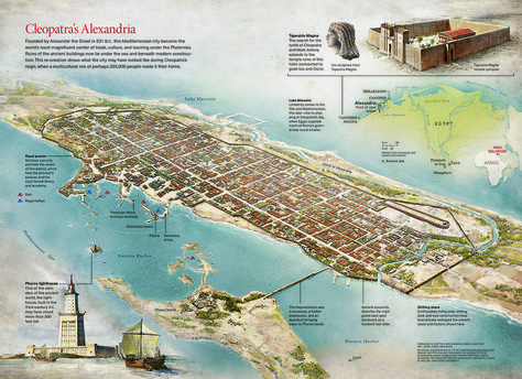 Alexandria Map, Ancient Alexandria, Mysteries Of The World, Pictorial Maps, Alexandria Egypt, National Geographic Magazine, Alexander The Great, Old Map, Ancient Cities