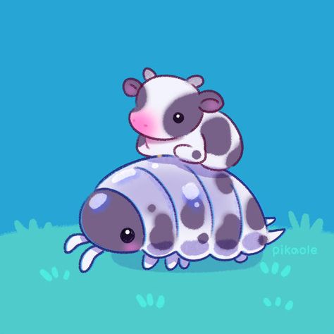 pikaole - Professional, Digital Artist | DeviantArt Dairy Drawing Ideas, Isopod Drawing, Cute Isopod, Dairy Drawing, Drawing Ideas Cute, Cute Moth, Beetle Art, Dairy Cow, Animal Illustration Art