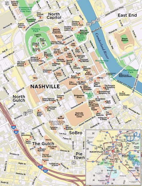 Downtown Nashville TX Custom Map Map Of Downtown Nashville, Nashville Breweries, Nashville Map, Nashville Hotels, Nashville Vacation, Walking Map, Downtown Nashville, Custom Map, Nashville Tennessee