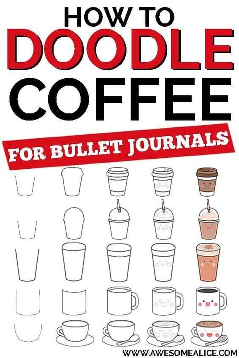 Journal Inspiration Quotes, Doodle Kawaii, How To Doodle, Kawaii Coffee, Coffee Doodle, Art Journal Challenge, Doodle Art For Beginners, Art Journal Prompts, Doodle Art Journals