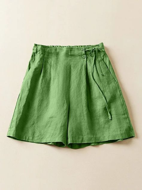 UOOZEE Baggy Shorts, Elastic Shorts, Orange Shorts, Woman Weaving, Weave Style, Shorts Casual, Pleated Shorts, Loose Shorts, Fashion Seasons