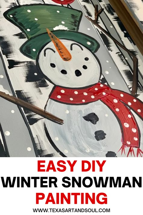 Do you like painting? Do you need a bit more winter décor? I give you step by step painting instructions so you paint this happy Snowman. It’s so easy and so much fun! Plus you can personalize it to match your current Winter décor. Snowman On Canvas, Paint Birch Trees, Snowmen Paintings, Happy Snowman, Tree Background, Christmas Paintings On Canvas, Paint Parties, Diy Winter, Texas Art