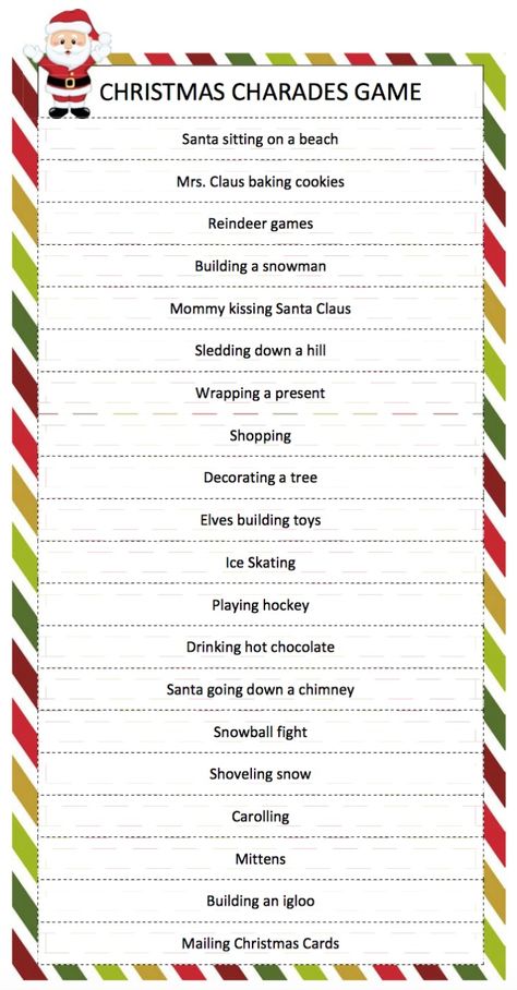 Christmas Charades Game - a free printable game for family fun perfect for your holiday party! Christmas Charades Game, Christmas Charades, Charades Game, Xmas Games, Free Printable Games, Christmas Games For Kids, Holiday Party Games, Kids Christmas Party, Holiday Games