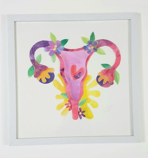 Uterus Art, Paintings Tutorials, Watercolor Paintings Tutorials, Baby Art, Painting Tutorial, School Work, Anatomy, Watercolor Art, Moose Art