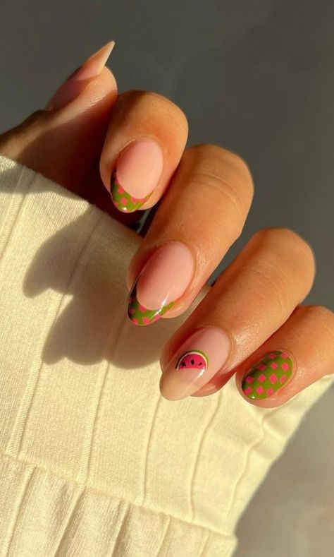 Watermelon Nail, Watermelon Nail Art, Halloween Trends, Watermelon Nails, Green Watermelon, Nail Length, French Tips, French Tip Nails, Nail Tools