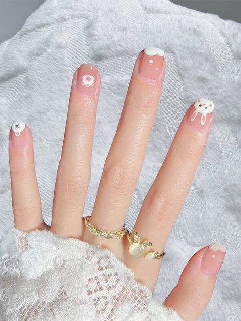 Aesthic Nails Short, Cute Nails Painted, Cute Nail Designs For Short Nails, Nail Art For Small Nails, Cute Nail Art For Short Nails, Pink Nails Art Designs, Cute Nails For Kids, Cute Animal Nail, Pastel Nail Design