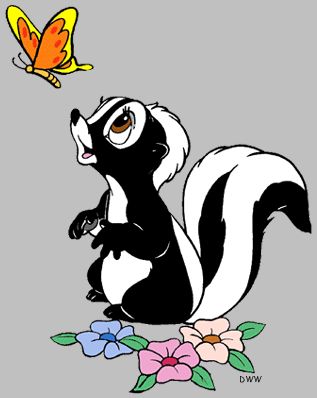 *FLOWER ~ Bambi, 1942 Bambi Coloring Pages, Skunk Tattoo, Flower Bambi, Skunk Drawing, Bambi Tattoo, Bambi 1942, Bambi And Thumper, Bambi Disney, Disney Cartoon Characters