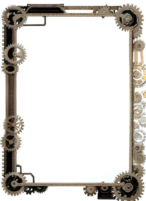 Steampunk Border Frame Illustration Ai Generative Steampunk Border Design, Steampunk Frame, Steampunk Background, Steampunk Elements, Book Cover Design Template, Game Card Design, Frame Illustration, Border Frame, Decoupage Art