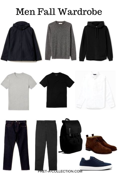 Men fall capsule wardrobe Minimalist Mens Fashion, Minimalist Wardrobe Men, Capsule Wardrobe Men, Men's Capsule Wardrobe, Minimalist Moda, Wardrobe Minimalist, Capsule Wardrobe Casual, Minimalist Fashion Men, Minimal Wardrobe