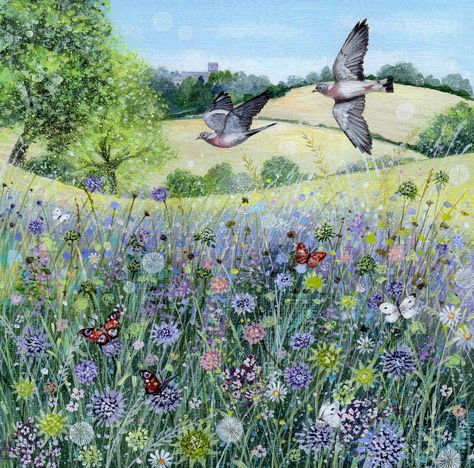 Countryside Paintings, Woodland Art, Original Paintings For Sale, Wildlife Prints, Wildlife Paintings, Summer Landscape, Naive Art, Bird Art, Paintings For Sale