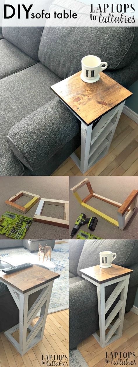 Easy DIY sofa tables for our living room! {Heather's Handmade Life}   #woodworking #homedecor #DIY #DIYfurniture #beginnerwoodworking Crate Ideas, Milk Crate, Diy Sofa Table, Dekor Diy, Diy Sofa, Diy Coffee Table, Interior Design Magazine, Wood Furniture Diy, Diy Coffee