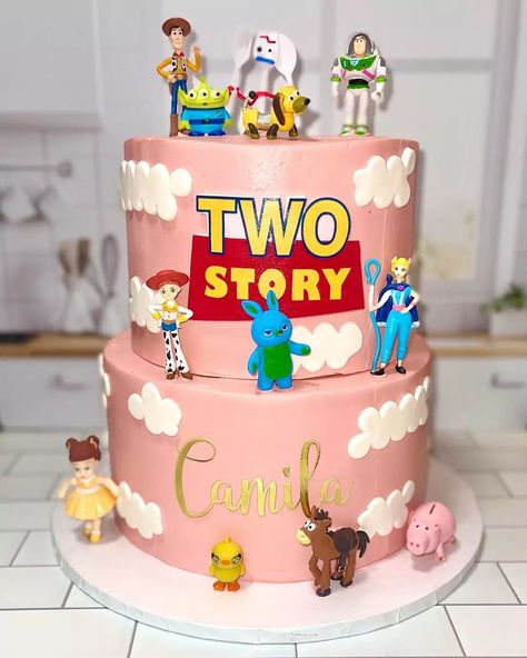 13 Amazing Toy Story Cake Ideas (For Beginners And Pro). - The Perfect Cake Idea Toys Birthday Cake, Girls Toy Story Birthday Party Ideas, Toy Story Cake For Girl, Pink Toy Story Cake, Toy Story Birthday Cake Girl, Toy Story Girl Birthday Party Ideas, Cake Ideas For Beginners, Toy Story Cake Ideas, Alien Cake