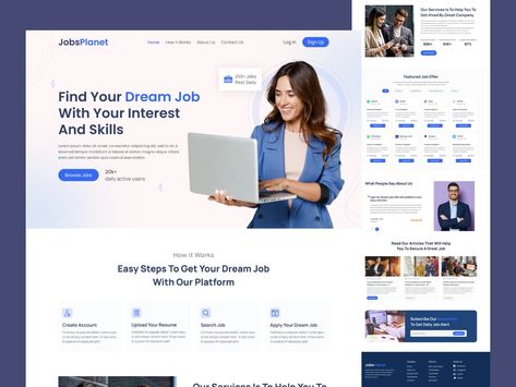 Webpage Design Inspiration, Job Portal Website, About Us Page Design, Website Ui Design, Best Landing Page Design, Agency Website Design, Wireframe Design, Job Website, Mobile App Design Inspiration