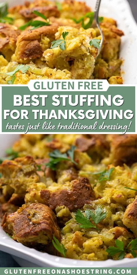 Bread Pairings, Stuffing Gluten Free, Stuffing Video, Gluten Free Stuffing Recipes, Gluten Free Holiday Recipes, Gluten Free Thanksgiving Recipes, Gluten Free Stuffing, Sides Dishes, Pain Sans Gluten