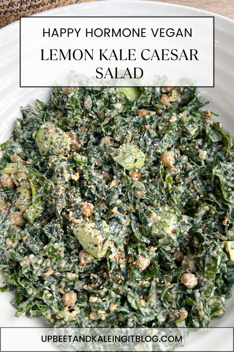 Happy Hormone Vegan Lemon Kale Caesar Salad - Upbeet & Kaleing It Healthy Ceaser Salad, Kale Cesar Salad, Lemon Kale Salad, Lemon Kale, Kale Caesar, Lemon Salad, Cleaner Eating, Kale Caesar Salad, Kale Salad Recipes