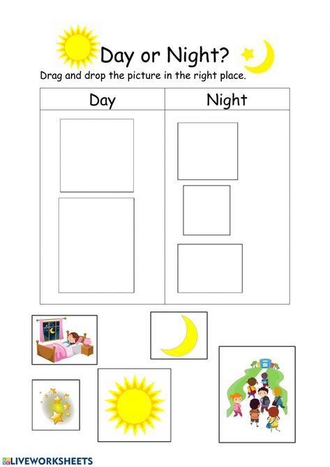 Tema Gejala Alam Untuk Tk, Day And Night Worksheet, English Kindergarten, Figurative Language Worksheet, Jellyfish Craft, Art Activities For Toddlers, 1st Grade Worksheets, Science Worksheets, Education English