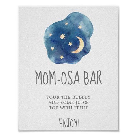 Poster Shopping, Moon Baby Shower Theme, Mom Osa Bar Sign, Moon Stars Baby Shower, Mom-osa Bar Sign, Stars Baby Shower, Star Baby Shower Theme, Navy Blue Watercolor, Mom-osa Bar