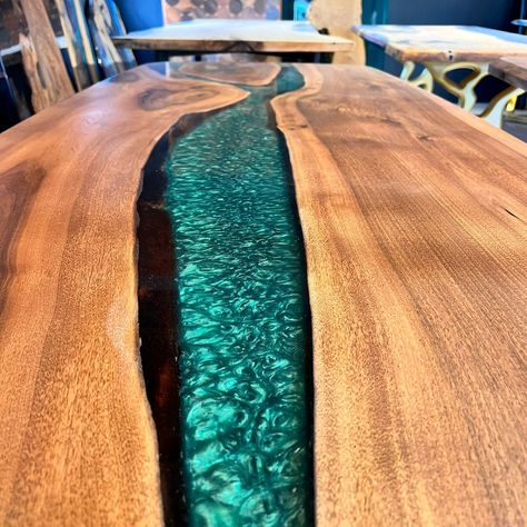 🌿 Embrace Nature with Our Green Epoxy Dining Table! 🌿 Designed to bring the beauty of nature into your home, our Live Edge Dining Table features a lush green epoxy that captures the essence of a vibrant garden. Each table is meticulously crafted from kiln-dried walnut wood and adorned with a striking green epoxy, creating a statement piece for any space. Ideal for dining rooms, kitchens, and beyond, this table blends natural elegance with modern design. Customize the epoxy color to compleme... Green Epoxy Table, Epoxy Colors, Live Edge Epoxy, Dining Table Walnut, Epoxy Dining Table, Live Edge Dining Table, Epoxy Table, Embrace Nature, Walnut Dining Table