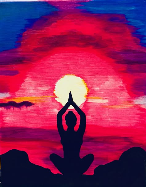 My yoga girl Meditation Watercolor Art, Yoga Acrylic Painting Ideas, Yoga Painting Ideas On Canvas, Zen Painting Ideas On Canvas, Healing Paintings Easy, Spiritual Art Easy, Meditation Painting Ideas, Yoga Painting Ideas, Yoga Drawing Art