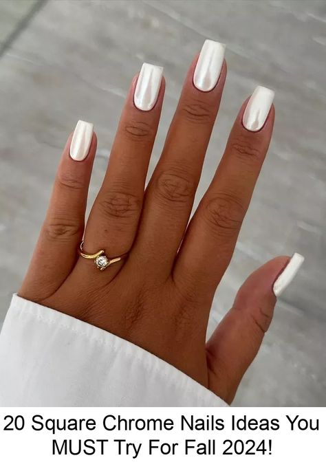 20 Square Chrome Nails Ideas You MUST Try For Fall 2024! White Chrome Dip Nails, Square Chrome Nails, Chrome Nails Square, Chrome Nails Ideas, Chrome Nail Art, White Chrome, Blue Nail Designs, White Nail Designs, Dipped Nails