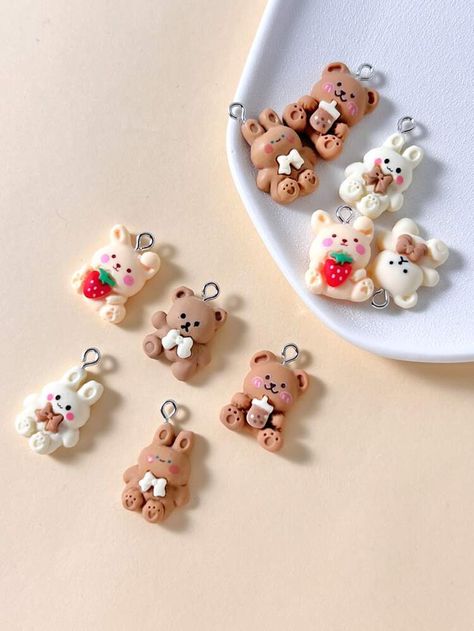 10pcs Rabbit & Bear DIY Jewelry Pendant | SHEIN USA Clay Bear, Diy Jewelry Pendants, Clay Keychain, Easy Paper Crafts Diy, Clay Diy Projects, Clay Crafts Air Dry, How To Make Clay, Polymer Clay Jewelry Diy, Clay Jewelry Diy