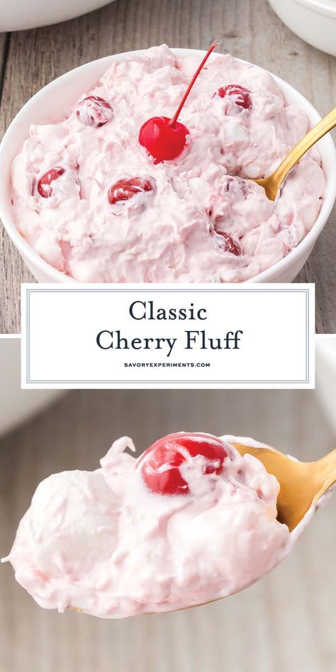 This Classic Cherry Fluff is full of cherry flavor with the addition of pineapple, nuts, and coconut, all enveloped in an airy fluff! Fluff Recipes, Cherry Fluff, Pistachio Fluff, Pineapple Fluff, Jello Mold Recipes, Strawberry Fluff, Mouthwatering Desserts, Fabulous Desserts, Fluff Recipe