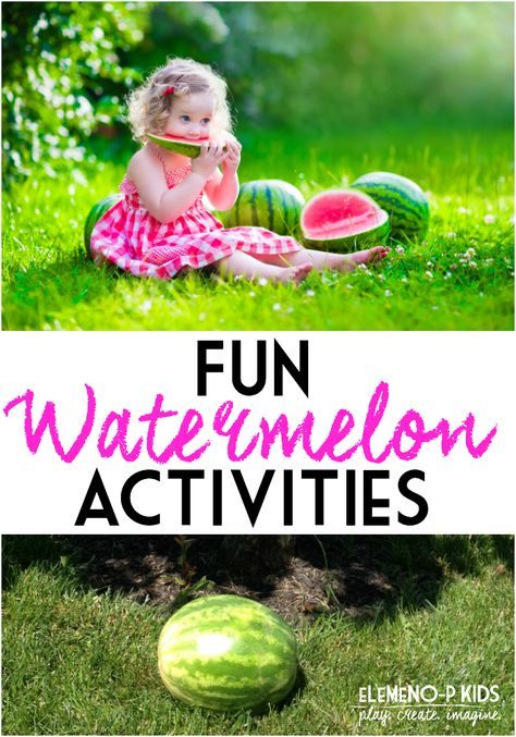 Watermelon bowling, painting with a watermelon, watermelon volcano, and watermelon scented playdoh! Watermelon Volcano, Bowling Painting, Watermelon Games, Watermelon Activities, Fun Summer Activities For Kids, Watermelon Crafts, Outside Games, Backyard Adventure, Fun Outdoor Games