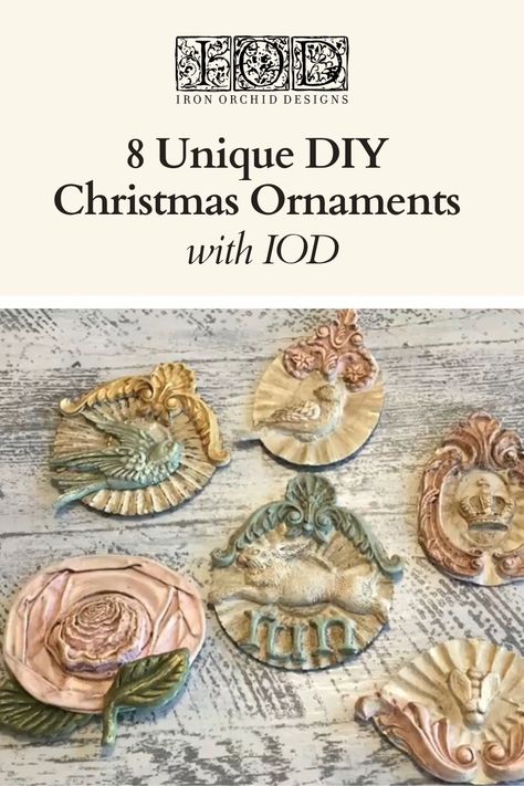 We’ve rounded up eight unique DIY Christmas ornament ideas for you to try with IOD. So take a look, pick your favorite, and start making! Ornaments can also make a great last-minute gift or white elephant present, and with IOD, the possibilities are practically endless! Diy Christmas Ornaments Ideas, Christmas Ornaments Ideas, Shabby Chic Ornaments, Christmas Ornament Ideas, Christmas Interior Decor, Making Ornaments, Ornaments Ideas, Farmhouse Christmas Ornaments, Easy Christmas Ornaments