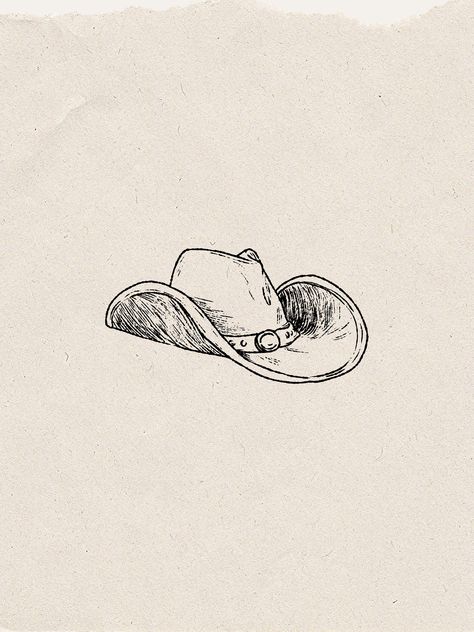 Vintage Cowboy Hat Wall Art.  Digital Print, Receive File Immediately Upon Purchase.  Trendy Wall Art.  Cowgirl Chic. Cowboy Hat Aesthetic Drawing, Cowboy Hat With Feather Tattoo, Stetson Tattoo, Cowboy Hat Sketch, Aesthetic Cowboy Hat, Cowboy Hat Illustration, Cowboy Hat Art, Neutral Drawing, Vintage Cowboy Art