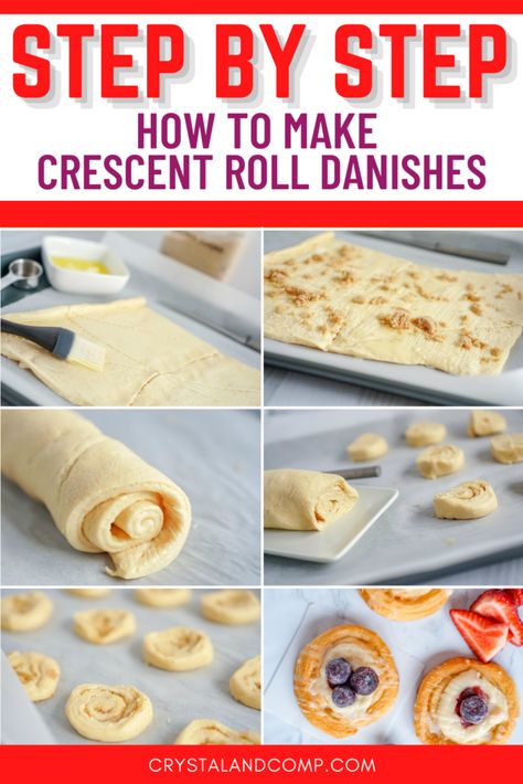 Crescent Roll Cream Cheese, Danishes Recipe, Crescent Desserts, Cream Cheese Danishes, Crescent Roll Recipes Dessert, Pillsbury Crescent Roll Recipes, Recipes Using Crescent Rolls, Cheese Danishes, Crescent Roll Dessert