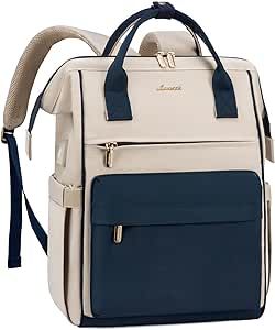 LOVEVOOK Laptop Backpack for Women, 17 Inch Work Teacher Nurse Bag, Large Capacity Business Computer Backpack Purse with USB Port, Stylish Casual Daypack for Travel,Antiquewhite&Blue Laptop Backpack Amazon, Teacher Backpack, Work Backpack, Nurse Bag, Backpack Laptop, Computer Backpack, Backpack For Women, Large Backpack, Laptop Accessories