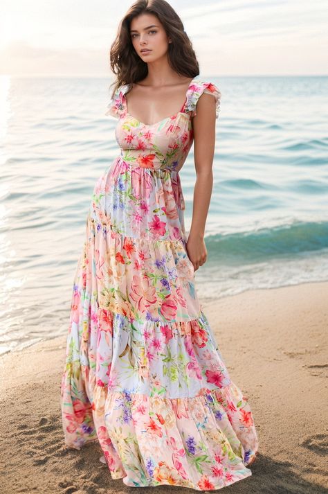 Floral print wedding dress