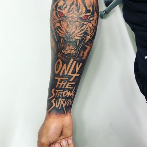 Welcome. Walk In Studio Today. on Instagram: “Only The Strong Survive || Red Eye tiger 📍ATL” Half Sleeve Tattoo Stencils, Tiger Tattoo Sleeve, Animal Sleeve Tattoo, Half Sleeve Tattoos Drawings, Lion Tattoo Sleeves, Full Leg Tattoos, Gangsta Tattoos, Men Tattoos Arm Sleeve, Forearm Sleeve Tattoos