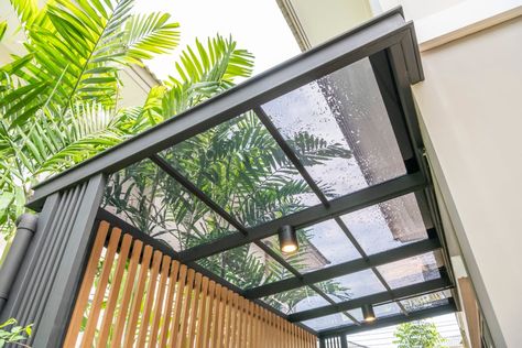 Balcony Roof, Polycarbonate Roof Panels, Gazebo Roof, House Roof Design, Roof Architecture, Roof Colors, Roofing Sheets, Patio Roof, Terrace Design