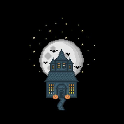 Haunted House // #haunted #halloween #hauntedhouse #cute #halloweentshirt #fullmoon #kawaii #trickortreat #pixelart #teepublic #teepublicartist #stars #tshirt #tee #pixelillustration #tshirtdesign #graphictee #ghost #pumpkins #pixelartist #pixels #digitalart #pumpkin #tristysnow #thebanannatheory Jam Ideas, Pixel City, Haunted House Halloween, Haunted Halloween, Halloween T Shirts, Halloween Haunted Houses, Home Wallpaper, Ipad Wallpaper, Phone Screen